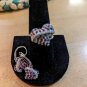 BBJ Hearts 925 White And Red CZ 925 Sterling Silver Ring size 9 And Earrings Set