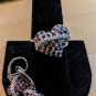 BBJ Hearts 925 White And Red CZ 925 Sterling Silver Ring size 9 And Earrings Set