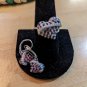 BBJ Hearts 925 White And Red CZ 925 Sterling Silver Ring size 9 And Earrings Set