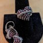 BBJ Hearts 925 White And Red CZ 925 Sterling Silver Ring size 9 And Earrings Set