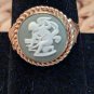 Beautiful Vintage 14k Yellow Gold Jasperware Wedgwood Green Ring Size 9