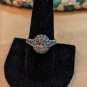 Pink Oval Stone With Round CZ Ring In Sterling Silver Sizs 8.75