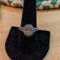 Pink Oval Stone With Round CZ Ring In Sterling Silver Sizs 8.75