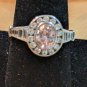 Pink Oval Stone With Round CZ Ring In Sterling Silver Sizs 8.75