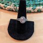 Pink Oval Stone With Round CZ Ring In Sterling Silver Sizs 8.75
