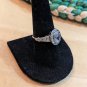 Pink Oval Stone With Round CZ Ring In Sterling Silver Sizs 8.75