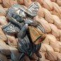 Vintage Pewter and Gold Tone Angel With Horn Lapel Pin Brooch 1.25”