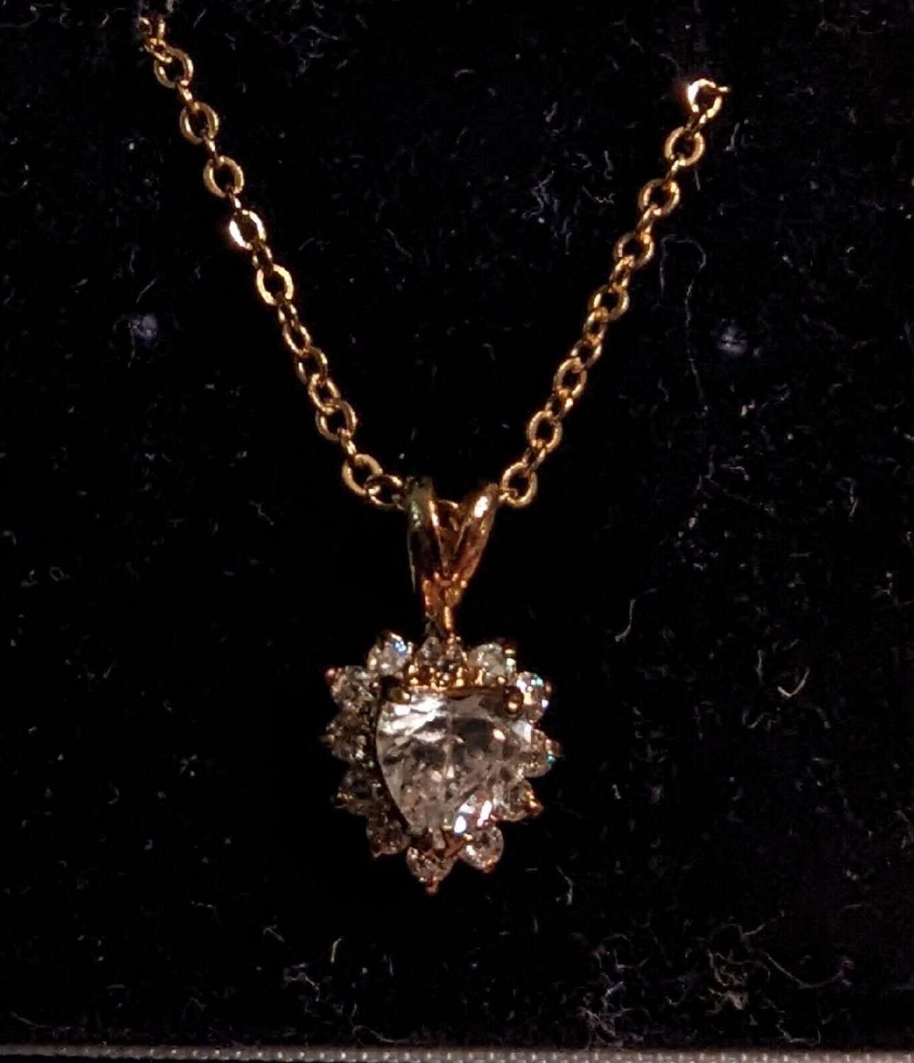 Lind 14k GE Simulated Stone Heart Pendant Necklace