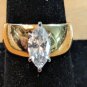 Solitaire 1 Carat Marquis Shaped CZ Yellow 925 Sterling Silver Ring Size 8