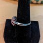 Vintage 925 Sterling Silver Red Clear Blue Stones HEART Shaped RING Size 9