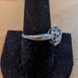 Vintage 925 Sterling Silver Red Clear Blue Stones HEART Shaped RING Size 9