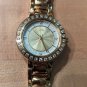 Diamonique CZ Round Two Bezels Bracelet Strap Watch 6"-7-1/2" Gold-tone
