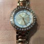 Diamonique CZ Round Two Bezels Bracelet Strap Watch 6"-7-1/2" Gold-tone