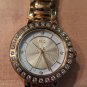 Diamonique CZ Round Two Bezels Bracelet Strap Watch 6"-7-1/2" Gold-tone