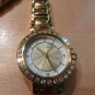 Diamonique CZ Round Two Bezels Bracelet Strap Watch 6"-7-1/2" Gold-tone
