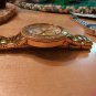 Diamonique CZ Round Two Bezels Bracelet Strap Watch 6"-7-1/2" Gold-tone
