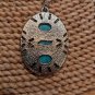 Vtg Sarah Coventry Statement Necklace Blue Turquoise silver tone chain 25".