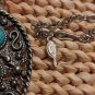 Vtg Sarah Coventry Statement Necklace Blue Turquoise silver tone chain 25".