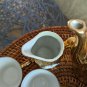 Gold Plated, Demi Tasse Espresso Set with 5 Cup, 5 Saucer, Sugar Bowl, and Cream
