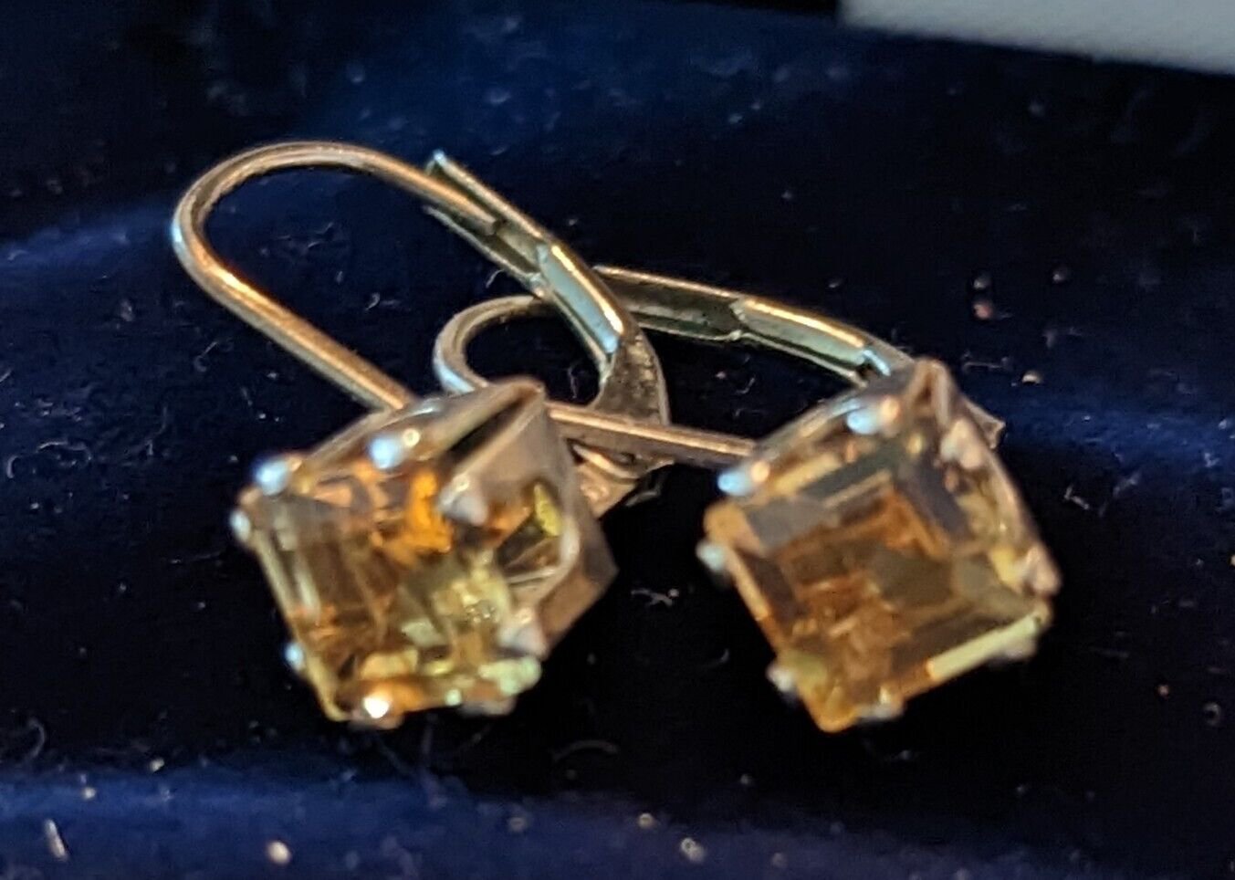 2Ct Princess Cut Yellow Citrine Stud Earrings 925 Sterling Silver
