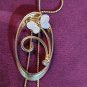 vintage necklace Lasio adjustable chain with an oval &flower & abalone butterfly