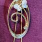 vintage necklace Lasio adjustable chain with an oval &flower & abalone butterfly