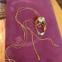 vintage necklace Lasio adjustable chain with an oval &flower & abalone butterfly