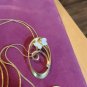 vintage necklace Lasio adjustable chain with an oval &flower & abalone butterfly