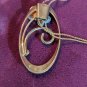 vintage necklace Lasio adjustable chain with an oval &flower & abalone butterfly