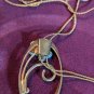 vintage necklace Lasio adjustable chain with an oval &flower & abalone butterfly