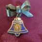 Vintage Sterling Our lady Of The Bell Medal blue enamel With Ribbon