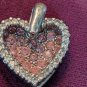 Pink Heart Double Pendant Cubic Zirconia Sterling Silver .925