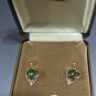 Vintage 14kt Earwire Genuine Jade Pierced Earrings In Original Box