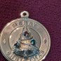 925 Sterling Silver Vintage Green and Red Rhinestone "Marry Christmas" Pendant