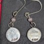 STERLING SILVER ROUND CROSS  PEARL accent  DROP DANGLE PIERCED EARRINGS 925