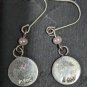 STERLING SILVER ROUND CROSS  PEARL accent  DROP DANGLE PIERCED EARRINGS 925
