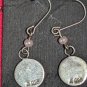 STERLING SILVER ROUND CROSS  PEARL accent  DROP DANGLE PIERCED EARRINGS 925