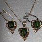 Vintage Jade Earrings And Pendant Necklace Set