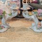 Vintage Pair of German  Capodimonte Dresden  Floral Candle Holders & Gold Guilt