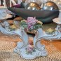 Vintage Pair of German Capodimonte Dresden Floral Candle Holders & Gold Guilt