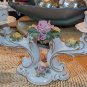 Vintage Pair of German Capodimonte Dresden Floral Candle Holders & Gold Guilt