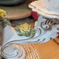 Vintage Pair of German Capodimonte Dresden Floral Candle Holders & Gold Guilt