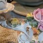 Vintage Pair of German Capodimonte Dresden Floral Candle Holders & Gold Guilt