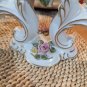 Vintage Pair of German Capodimonte Dresden Floral Candle Holders & Gold Guilt