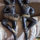 Vintage Mid Century Chalkware Ballet Dancers Wall Plaques