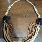 BoHo African carved elephant & wood bead Multi Strand Beaded Necklace 24â