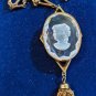 Vintage Gold Color White Transparent Cameo Necklace