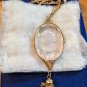 Vintage Gold Color White Transparent Cameo Necklace