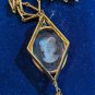 Vintage Gold Color White Transparent Cameo Necklace