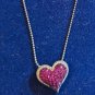 925 Italy Signed Pink Heart Pendant Necklace
